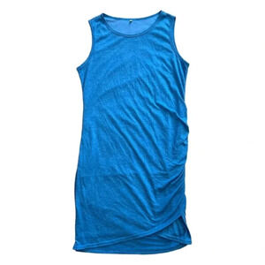 Blue Sleeveless Side Ruched Athletic Dress L